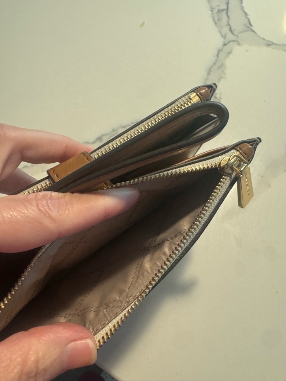 Michael Kors Beige and Brown Signature MK Wristlet - Picture 2 of 4